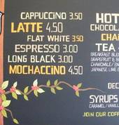Coffee Menu for Macs Bar