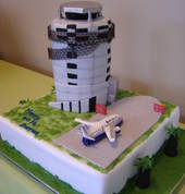 Plane and tower cake.
