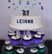 21 st Cake and cupcakes.