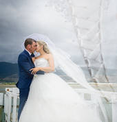 Creative photography (in this case, an overlay of the bride's dress) make for unique images