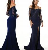 Stunning Tina Holy off shoulder navy