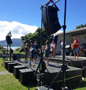 Kapiti Carols in the Park, showcasing our beloved JBL VRX line array system