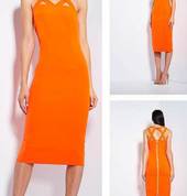 Lumier size 10 bright orange tea length dress