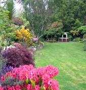 Lower lawn, garden and fire place