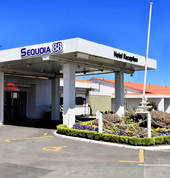 Welcoming entranceway and flower bed