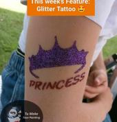 Purple Princess Crown Glitter Tattoo by Tu Meke Face Painting & Balloons